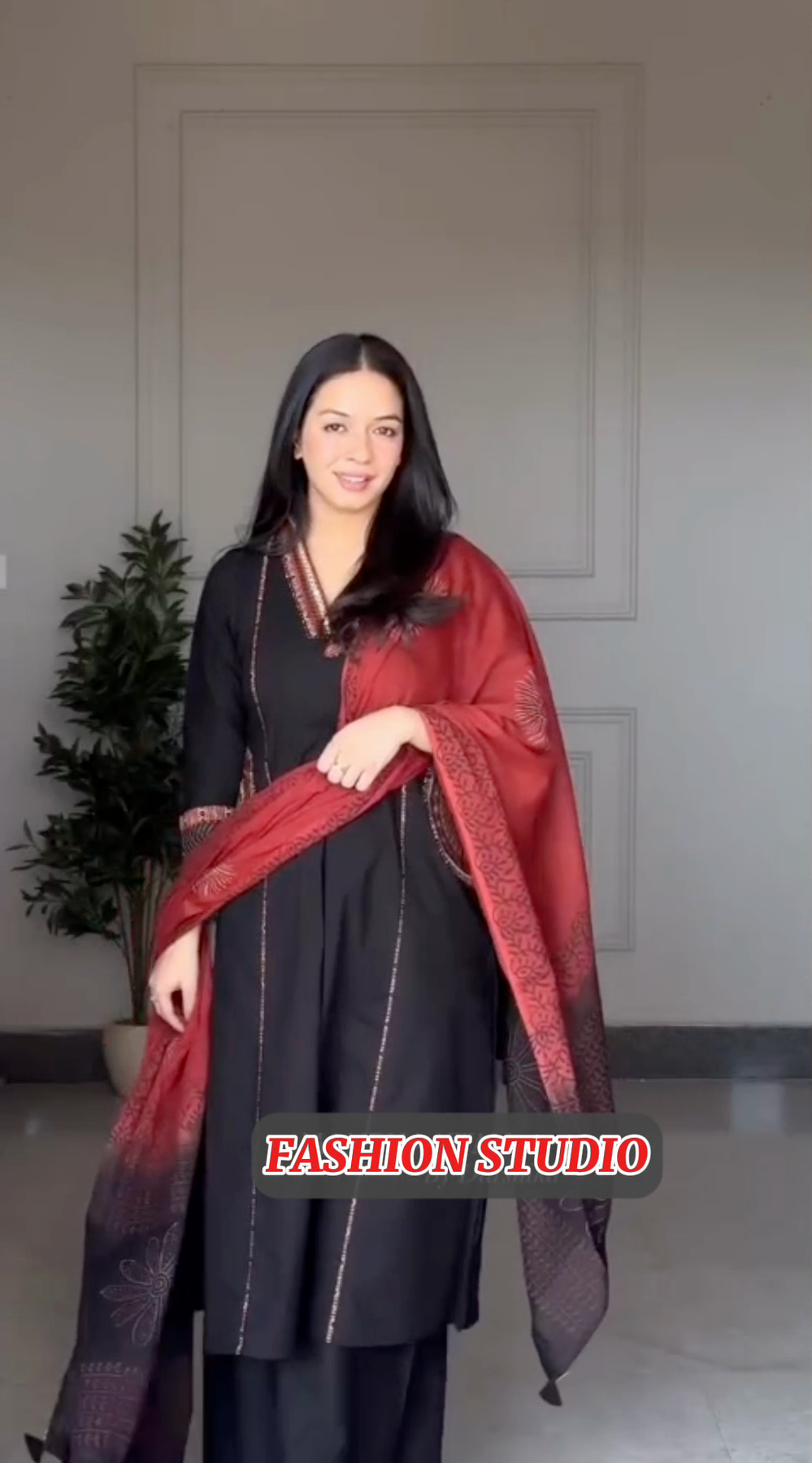 3-Piece Black Lawn printed Suit with Monar Dupatta & printed Pockets